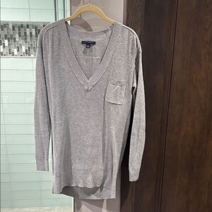 Banana Republic Light Gray V-Neck Sweater